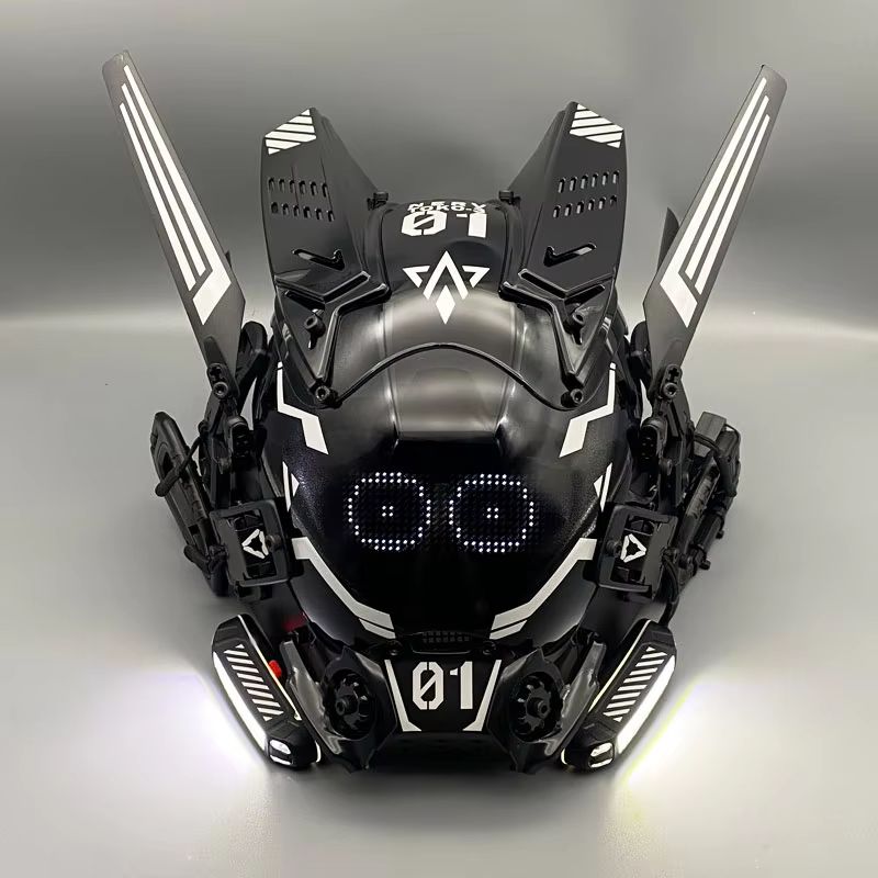 Cosplay Prop Display - Cyberpunk Cosplay Maskesi, LED Işıklı, Aşağıdaki