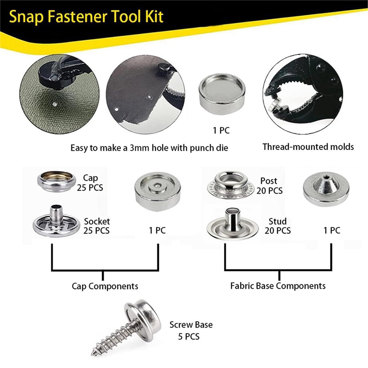 Snap Plier Setter - Ağır Hizmet Tipi Çıtçıt Bağlantı Aleti