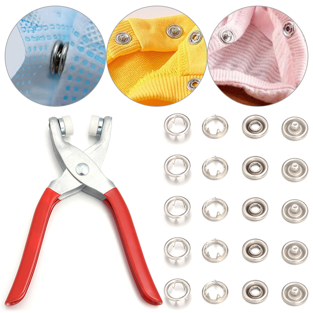 Snap Fastener Set - 50 takım 7.5/9.5/11mm Paslanmaz Çelik çıtçıt
