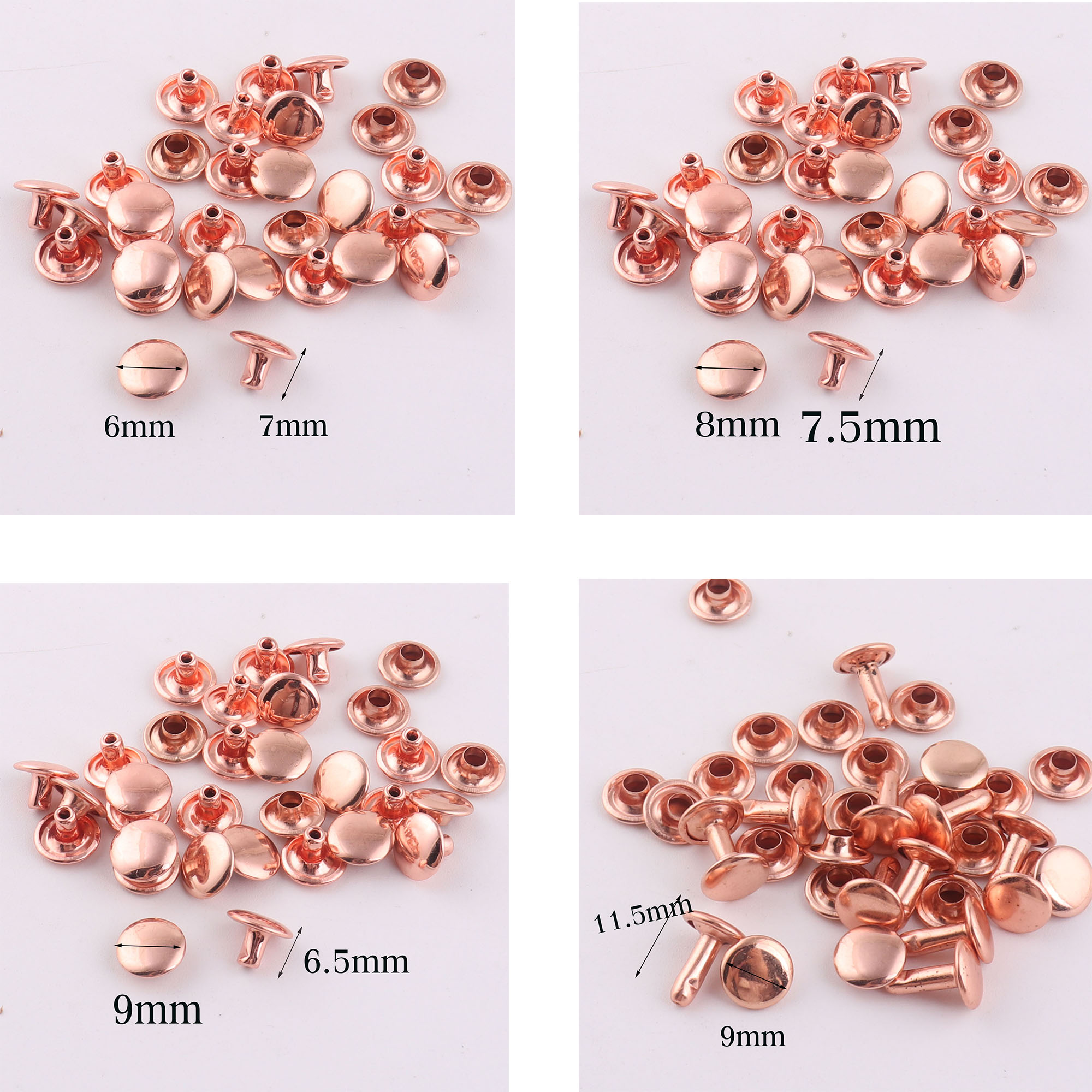 Snap Fastener Set - 100 Takım Çift Kapaklı Perçinler, Gül