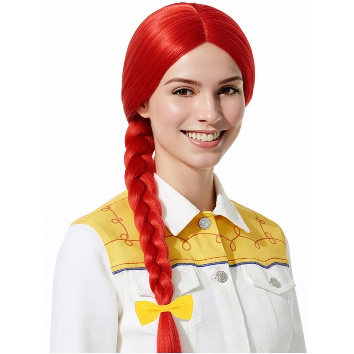 Cosplay Prop Bow - Parlak Kırmızı 61cm Uzun Düz Peruk