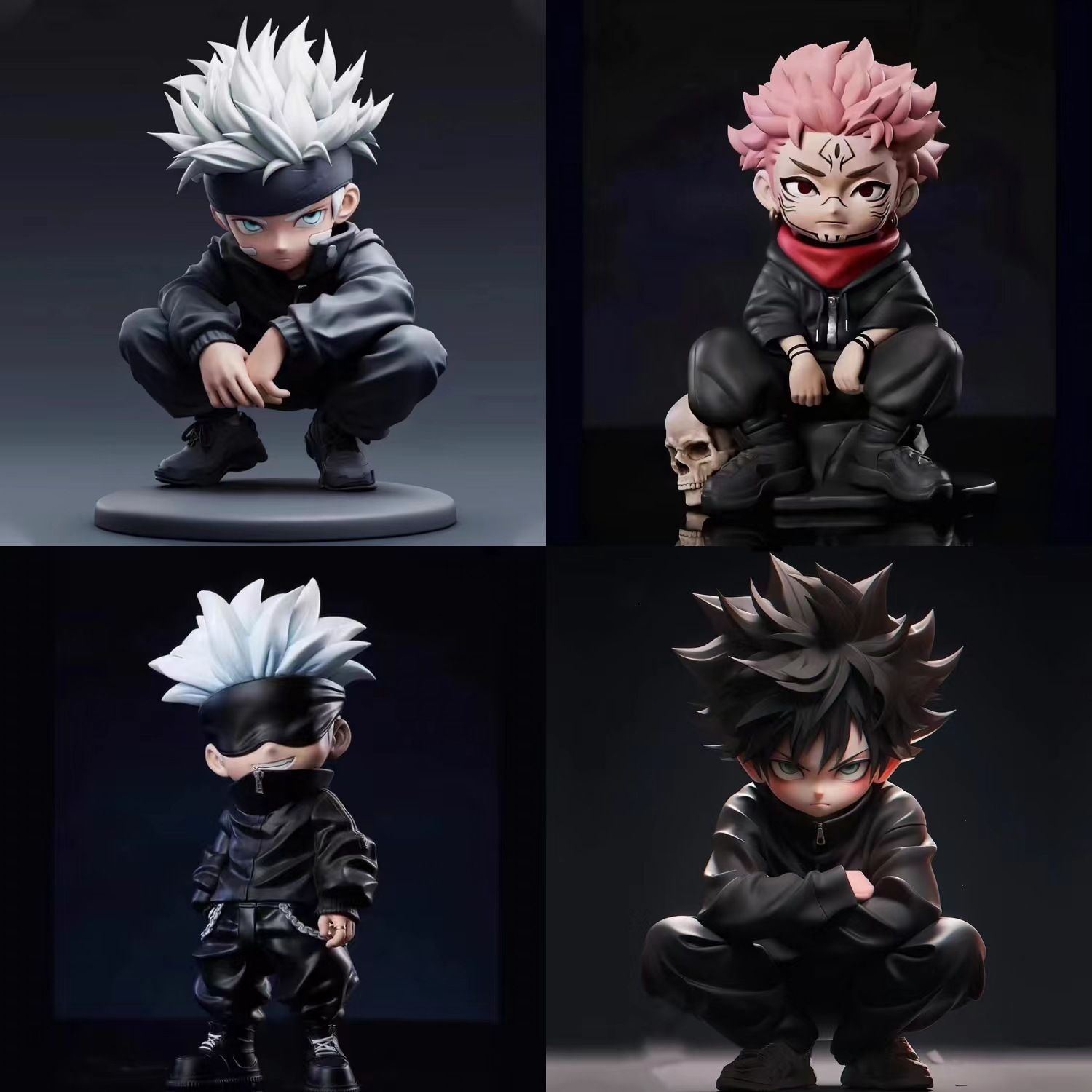 Cosplay Prop Display - Jujutsu Kaisen figürü - çömelmiş Satoru
